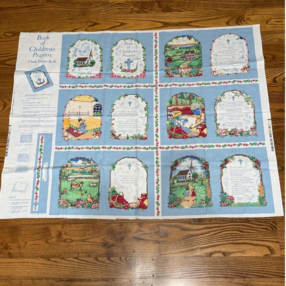 Vintage Children's Prayer Book Fabric Panel Cloth Book Cut Sew Christian 1996 - Picture 1 of 7